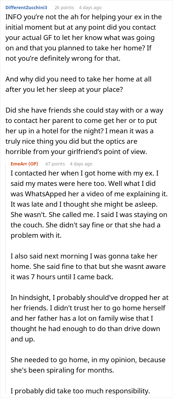 Guy Goes Above And Beyond For His Ex Girlfriend, Doesn’t Understand Why Current Partner Is Upset Guy Goes Above And Beyond For His Ex Girlfriend, Doesn’t Understand Why Current Partner Is Upset