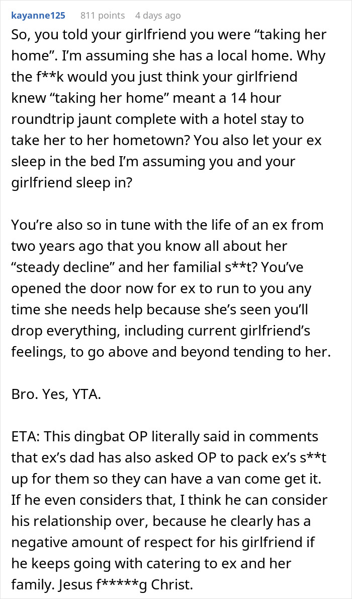 Guy Goes Above And Beyond For His Ex Girlfriend, Doesn’t Understand Why Current Partner Is Upset Guy Goes Above And Beyond For His Ex Girlfriend, Doesn’t Understand Why Current Partner Is Upset