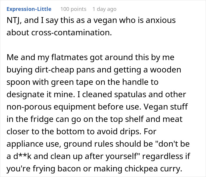 Person Refuses To Follow Roommate&rsquo;s Strict Vegan Rules In Shared Kitchen, Gets Called &ldquo;Selfish&rdquo;