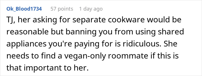 Person Refuses To Follow Roommate&rsquo;s Strict Vegan Rules In Shared Kitchen, Gets Called &ldquo;Selfish&rdquo;
