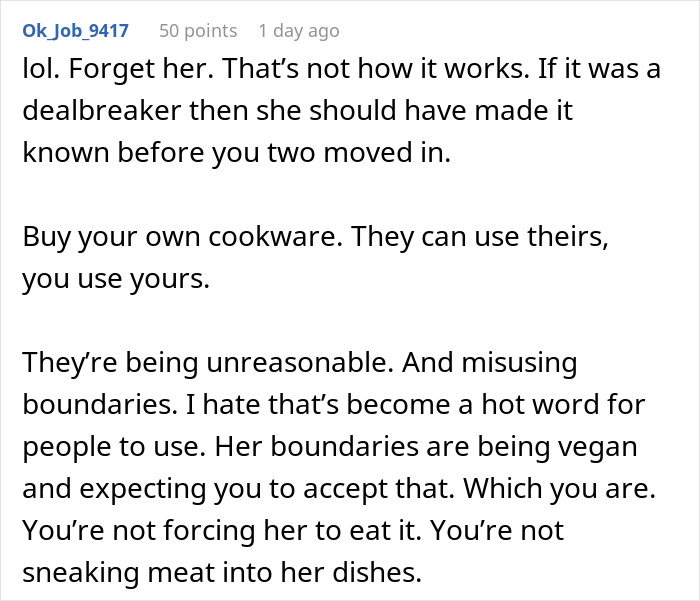 Person Refuses To Follow Roommate&rsquo;s Strict Vegan Rules In Shared Kitchen, Gets Called &ldquo;Selfish&rdquo;