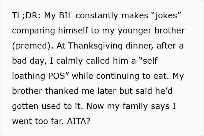 Woman&rsquo;s Had It With BIL Tearing Down Her Brother, Finally Claps Back During Thanksgiving Dinner