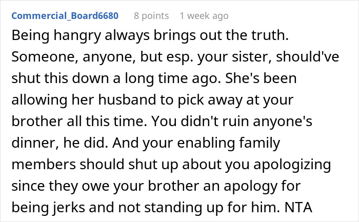 Woman&rsquo;s Had It With BIL Tearing Down Her Brother, Finally Claps Back During Thanksgiving Dinner