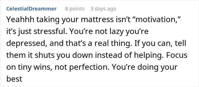 Parents Try To Cure Daughter’s Depression By Removing Her Mattress, Call Her “Lazy” For Sleeping In Parents Try To Cure Daughter’s Depression By Removing Her Mattress, Call Her “Lazy” For Sleeping In