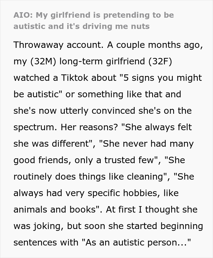 Woman Keeps Excusing Her Behavior With Self-Diagnosed Autism, BF Can&rsquo;t Take It Anymore