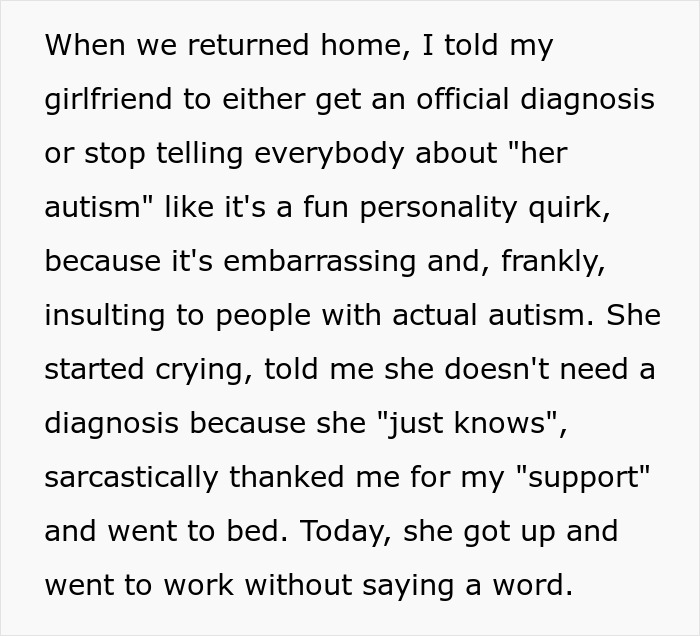 Woman Keeps Excusing Her Behavior With Self-Diagnosed Autism, BF Can&rsquo;t Take It Anymore