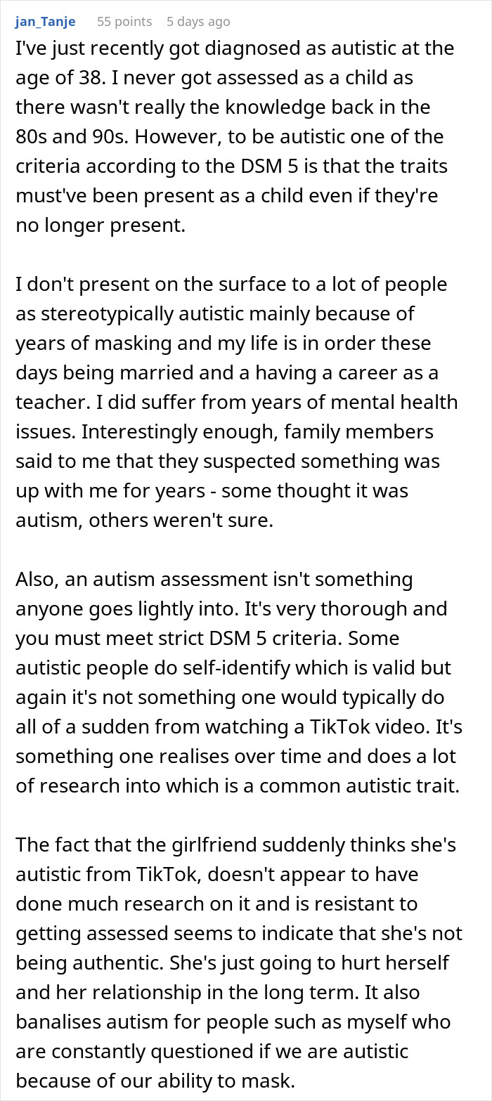 Woman Keeps Excusing Her Behavior With Self-Diagnosed Autism, BF Can&rsquo;t Take It Anymore