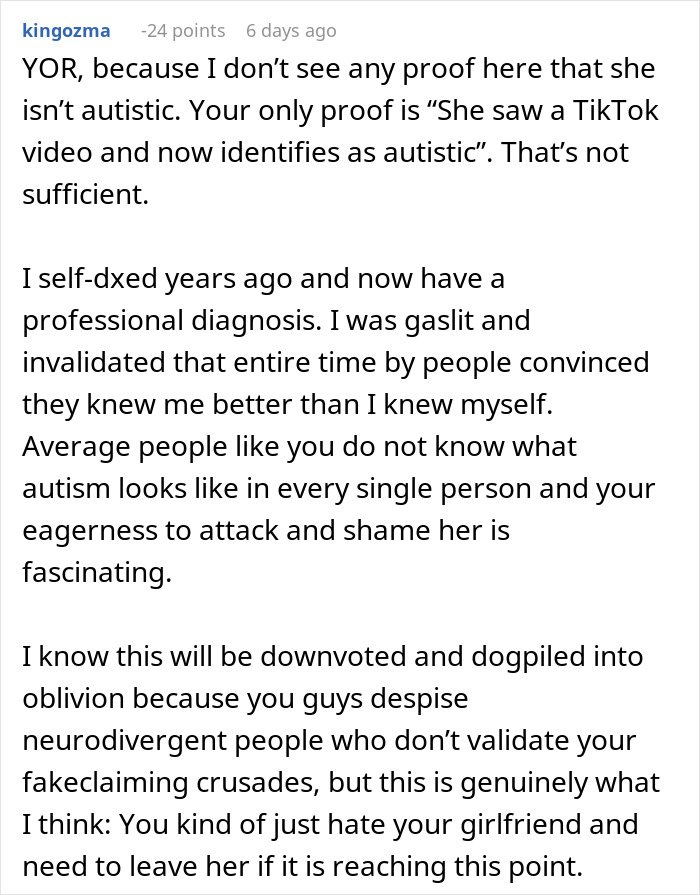 Woman Keeps Excusing Her Behavior With Self-Diagnosed Autism, BF Can&rsquo;t Take It Anymore