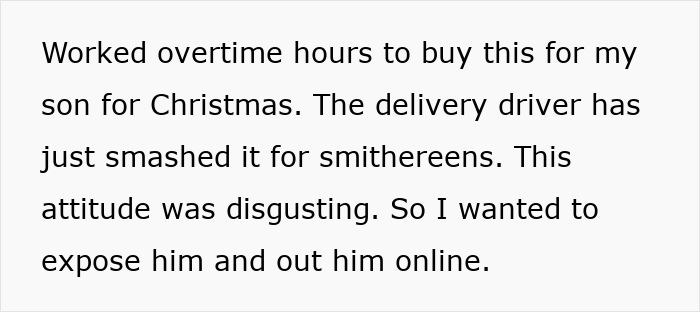 Woman Claims Her Christmas Gift Got Shattered Because Of Delivery Driver, Shows Footage Woman Claims Her Christmas Gift Got Shattered Because Of Delivery Driver, Shows Footage