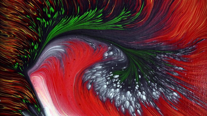 “Red And Green Swirls”: My Satisfying Acrylic Pour Technique “Red And Green Swirls”: My Satisfying Acrylic Pour Technique