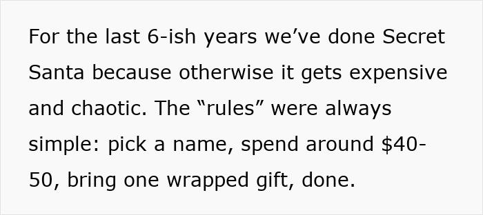 “I’m The Grinch”: Lady Drops Out Of Fam Secret Santa As Her Sis Turns It Into A Luxe Shopping List “I’m The Grinch”: Lady Drops Out Of Fam Secret Santa As Her Sis Turns It Into A Luxe Shopping List