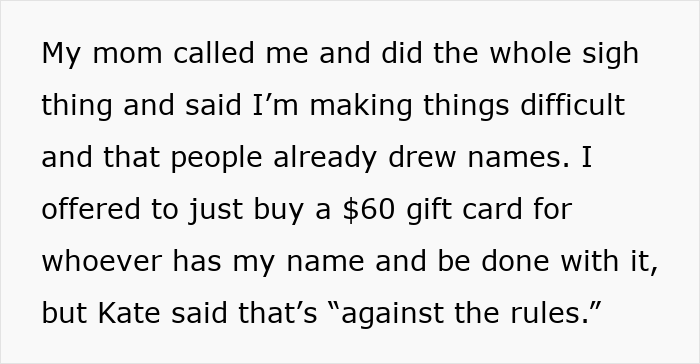 “I’m The Grinch”: Lady Drops Out Of Fam Secret Santa As Her Sis Turns It Into A Luxe Shopping List “I’m The Grinch”: Lady Drops Out Of Fam Secret Santa As Her Sis Turns It Into A Luxe Shopping List