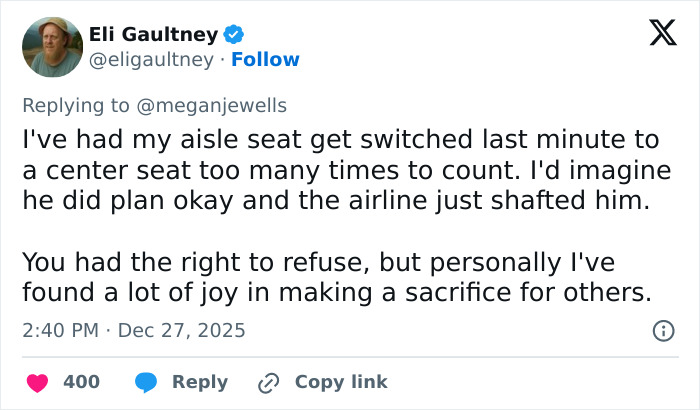 Internet Divided After Woman Says Man Punished Her For Not Switching Seats On Flight