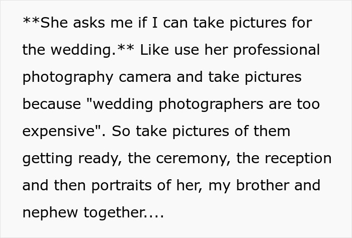 Bride Asks Groom&rsquo;s Sis To Be The Wedding Photographer For Free, She&rsquo;s Just Shocked By The Audacity