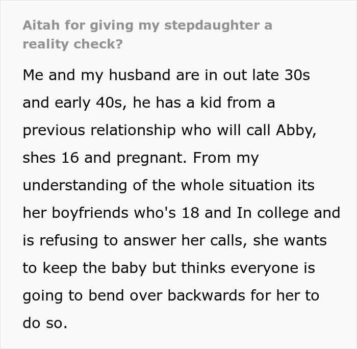 Stepmom Delivers A Brutal ‘Reality Check’ To Pregnant Stepdaughter, Husband Says She Went Too Far