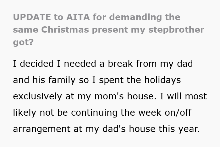 Teen Mad As Dad Gifts Stepbro A Car For Xmas, Calls It Favoritism As All They Get Is A Gift Card