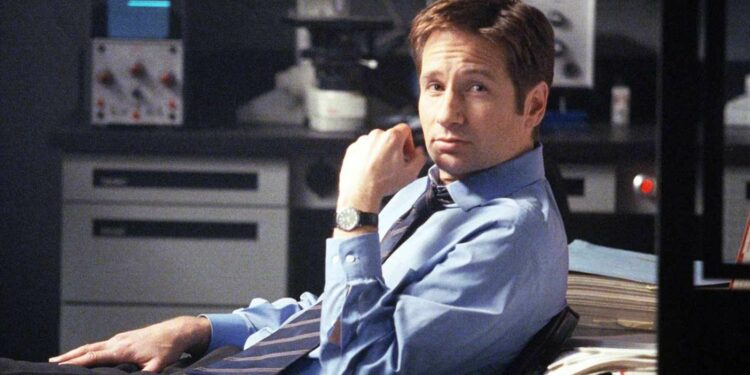 David Duchovny posing in X files