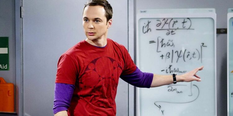 Jim Parsons explaining what is written on the board