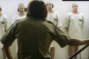 police man interrogating prisoners