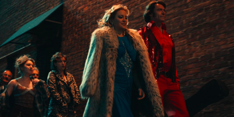 Jim Belushi, Kate Hudson, Michael Imperioli, Hugh Jackman, King Princess, and Ella Anderson in Song Sung Blue (2025)