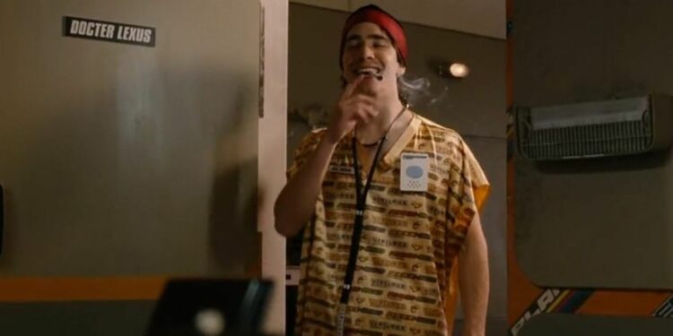 Justin Long smoking a ciggerate