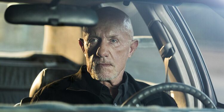 Jonathan Banks posing in a car for the shoot Jonathan Banks posing in a car for the shoot