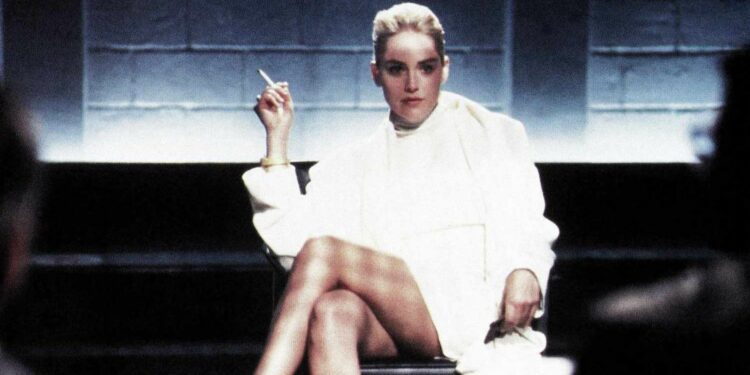 Sharon Stone holding a cigarette
