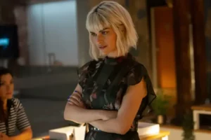 Eve Harlow posing in a film