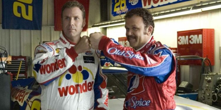 Ricky Bobby and Cal Naughton Jr fist bump scene from the comedy film