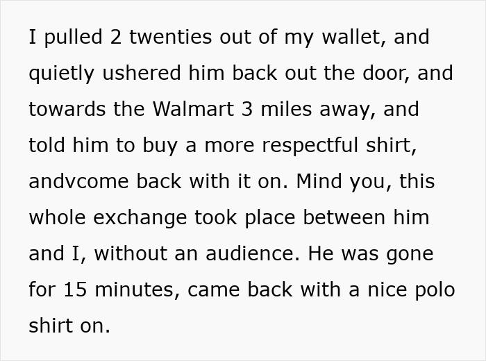 Guy Puts An Inappropriate Shirt As A Dare To Dinner With GF’s Parents, The Dad Doesn’t Let It Slide