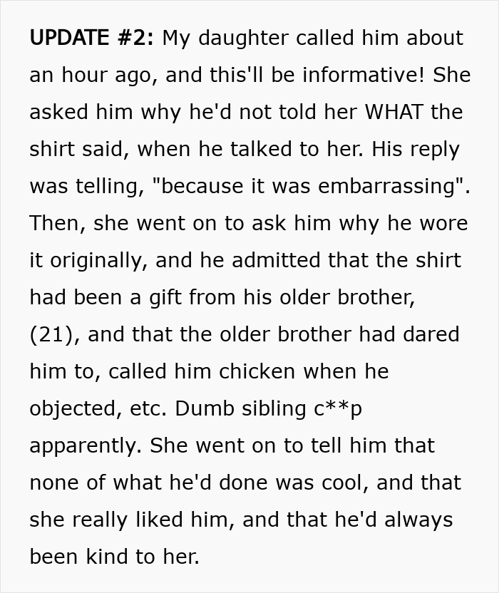 Guy Puts An Inappropriate Shirt As A Dare To Dinner With GF’s Parents, The Dad Doesn’t Let It Slide