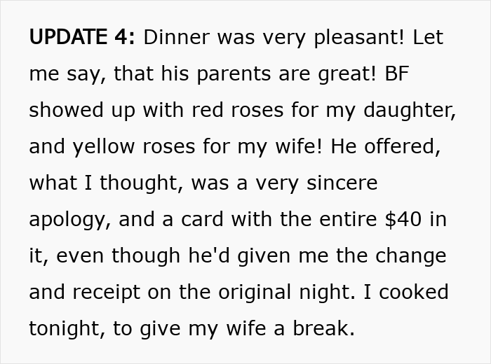 Guy Puts An Inappropriate Shirt As A Dare To Dinner With GF’s Parents, The Dad Doesn’t Let It Slide
