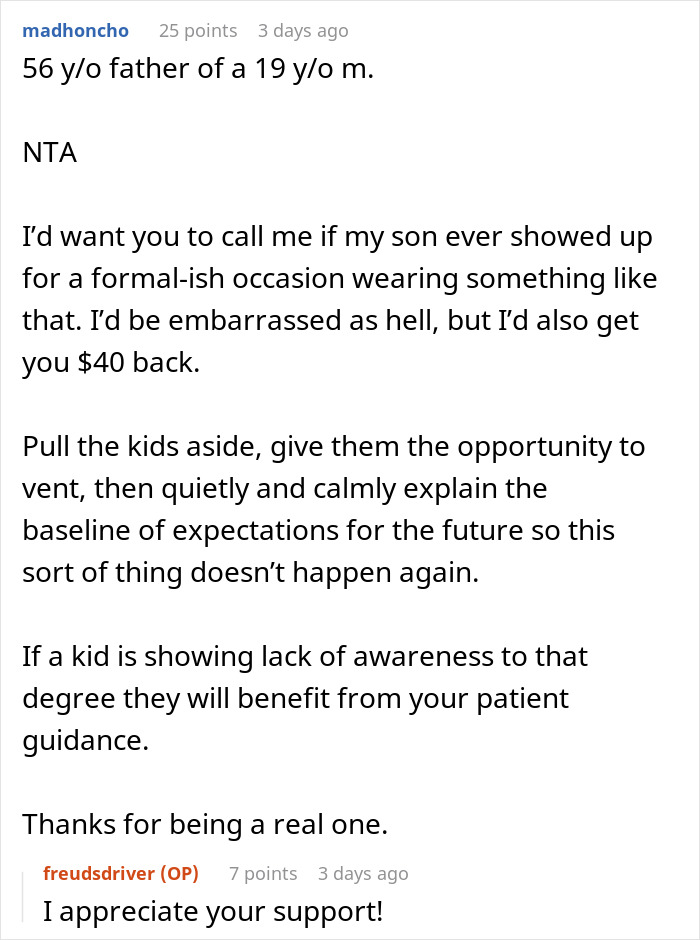 Guy Puts An Inappropriate Shirt As A Dare To Dinner With GF’s Parents, The Dad Doesn’t Let It Slide