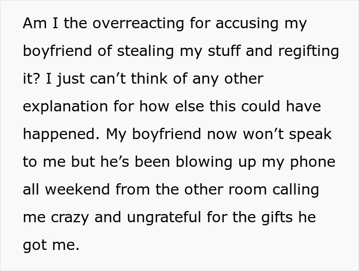 Woman Confused About Christmas Gifts From BF As They Are The Exact Items That Went Missing Earlier