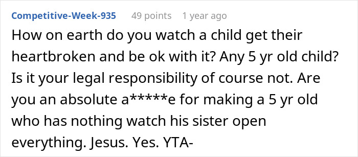 Daughter Gets 27 Presents For Christmas While Her Half-Brother Has Only 1, Dad Feels No Guilt