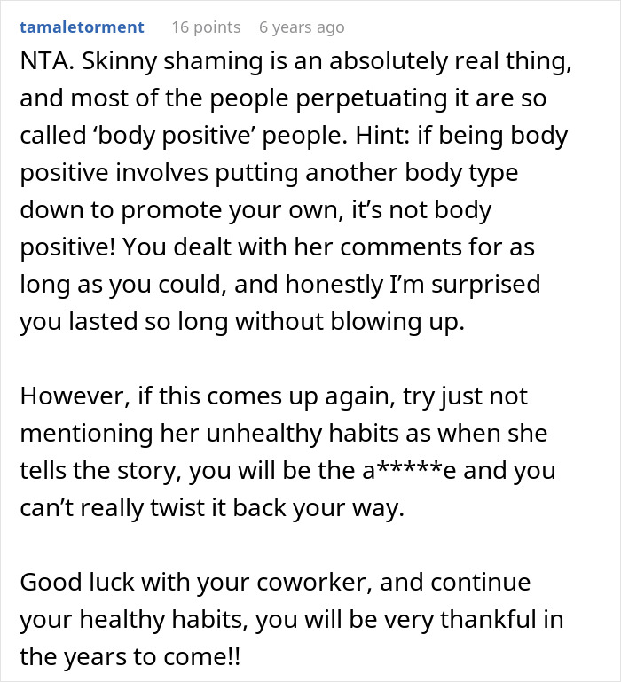 Woman Fed Up With Coworker Preaching Body Positivity While Skinny-Shaming, Blows Up At Her