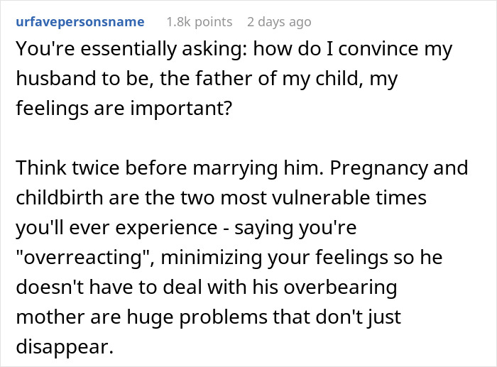Pregnant Woman Doesn’t Want Fiancé’s Mom In Delivery Room, He Asks Her To “Compromise” Pregnant Woman Doesn’t Want Fiancé’s Mom In Delivery Room, He Asks Her To “Compromise”