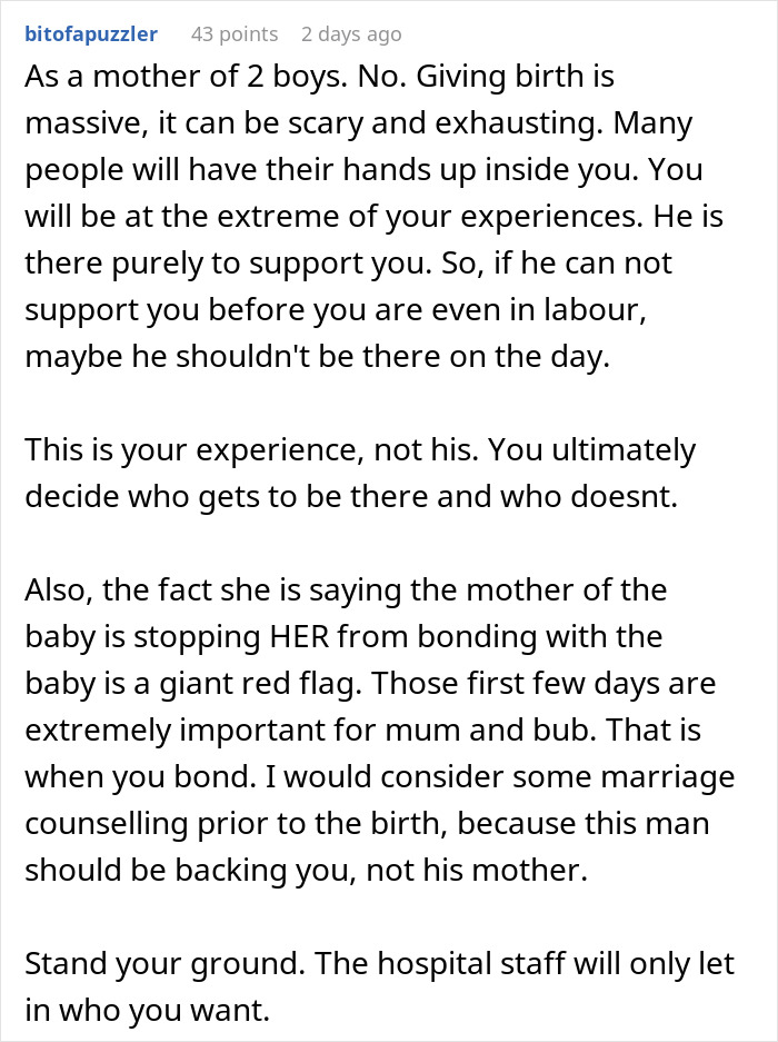 Pregnant Woman Doesn’t Want Fiancé’s Mom In Delivery Room, He Asks Her To “Compromise” Pregnant Woman Doesn’t Want Fiancé’s Mom In Delivery Room, He Asks Her To “Compromise”