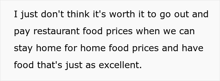 “Don’t Think It’s Worth It”: Man Wonders Why His GF Wants To Go Out Instead Of Cooking For Him “Don’t Think It’s Worth It”: Man Wonders Why His GF Wants To Go Out Instead Of Cooking For Him