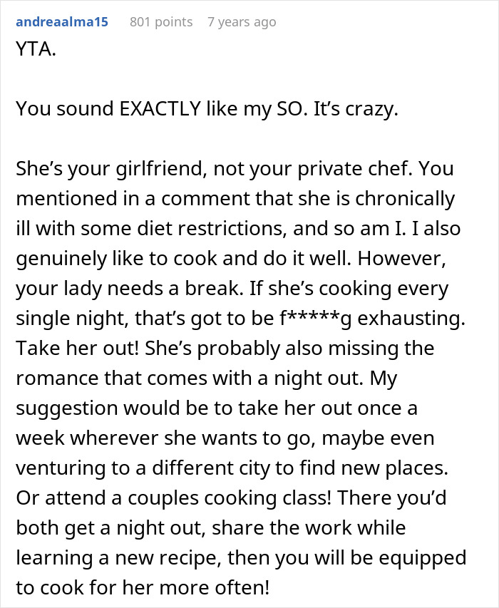 “Don’t Think It’s Worth It”: Man Wonders Why His GF Wants To Go Out Instead Of Cooking For Him “Don’t Think It’s Worth It”: Man Wonders Why His GF Wants To Go Out Instead Of Cooking For Him