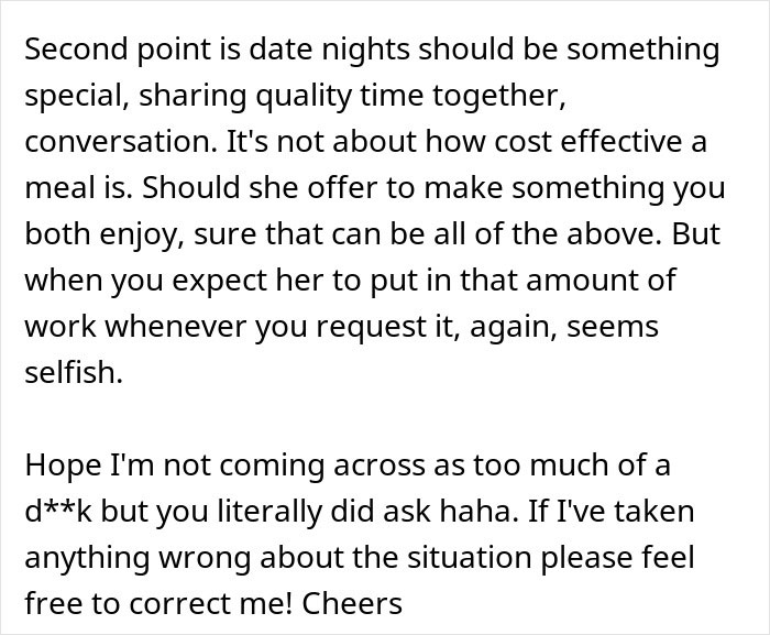 “Don’t Think It’s Worth It”: Man Wonders Why His GF Wants To Go Out Instead Of Cooking For Him “Don’t Think It’s Worth It”: Man Wonders Why His GF Wants To Go Out Instead Of Cooking For Him