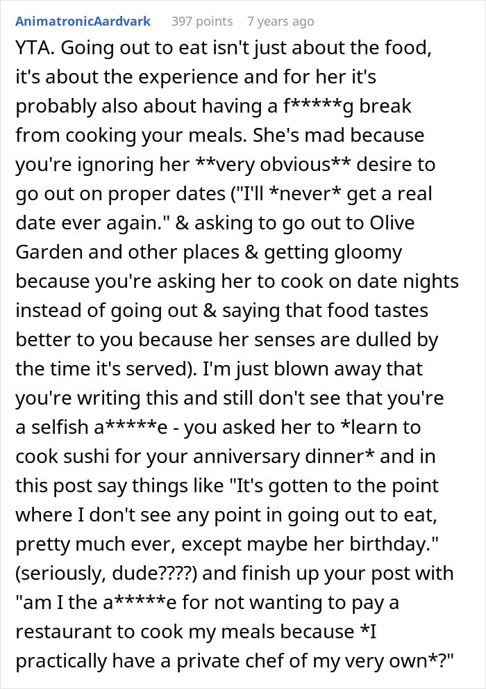“Don’t Think It’s Worth It”: Man Wonders Why His GF Wants To Go Out Instead Of Cooking For Him “Don’t Think It’s Worth It”: Man Wonders Why His GF Wants To Go Out Instead Of Cooking For Him