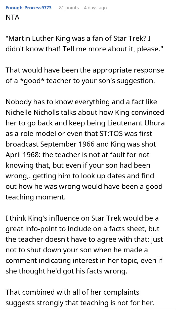Teacher Gets Schooled By A Kid Who Knew A Fun Fact That She Didn&rsquo;t, His Dad Puts Her In Her Place