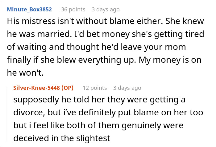 Dad’s Mistress Texts His Adult Daughter On NYE, Mom Devastated As Proof Exposes Months-Long Affair Dad’s Mistress Texts His Adult Daughter On NYE, Mom Devastated As Proof Exposes Months-Long Affair