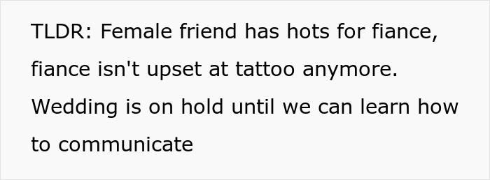 Guy Spirals Over Fiancée’s Tattoo Designed By Ex, Lets Jealous Pal Talk Him Into Postponing Wedding Guy Spirals Over Fiancée’s Tattoo Designed By Ex, Lets Jealous Pal Talk Him Into Postponing Wedding