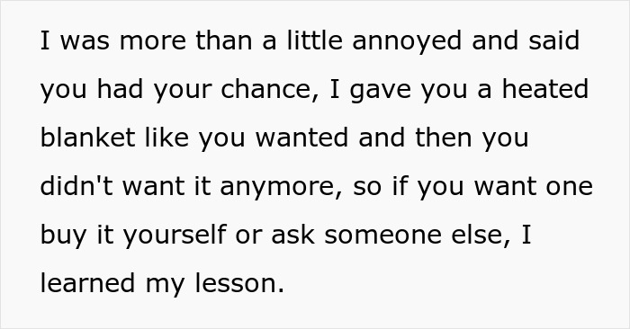 Sis Exchanges A Heated Blanket That Sibling Gifts Her, Whines About It When Her Mom Gets It Instead