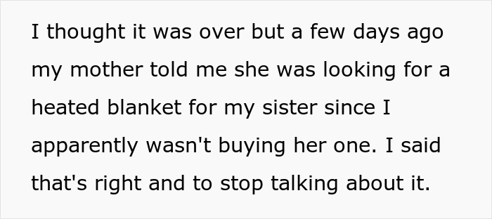 Sis Exchanges A Heated Blanket That Sibling Gifts Her, Whines About It When Her Mom Gets It Instead