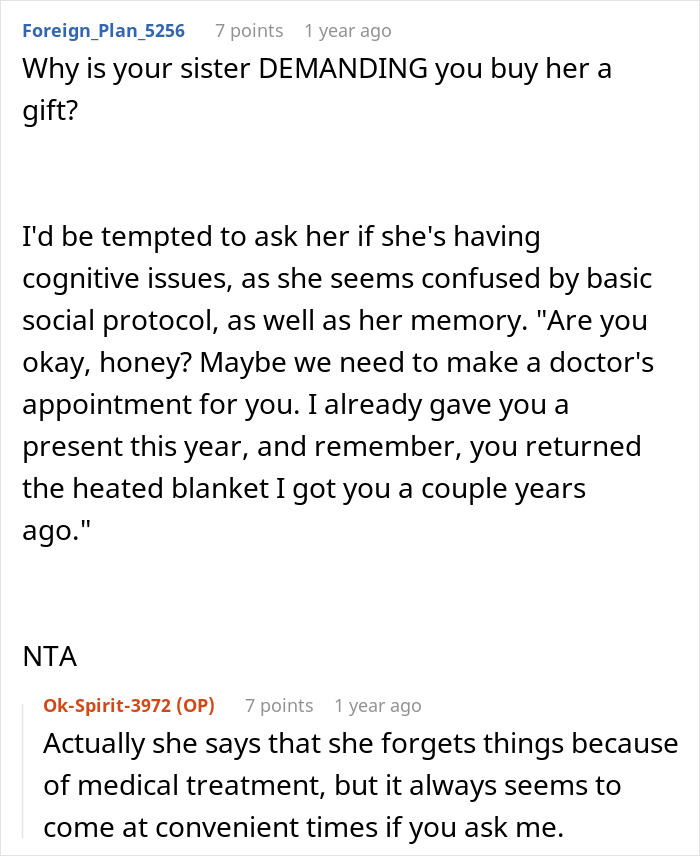 Sis Exchanges A Heated Blanket That Sibling Gifts Her, Whines About It When Her Mom Gets It Instead