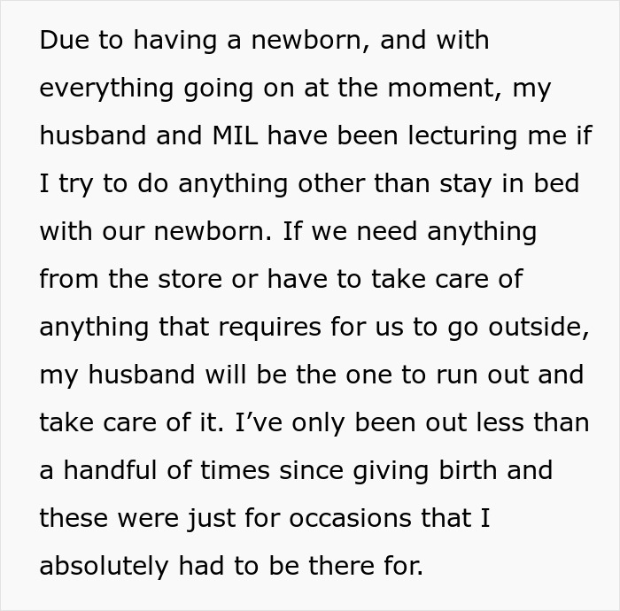 Husband Is Upset Wife Wants To Leave Him With Their Newborn For 15 Minutes While She Gets Food