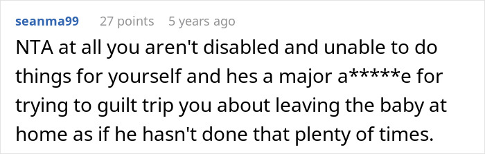 Husband Is Upset Wife Wants To Leave Him With Their Newborn For 15 Minutes While She Gets Food